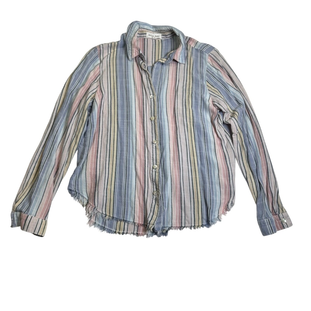 Bella Dahl Button Down Women Large Multicolor Excellent Frayed Hem B2378-513